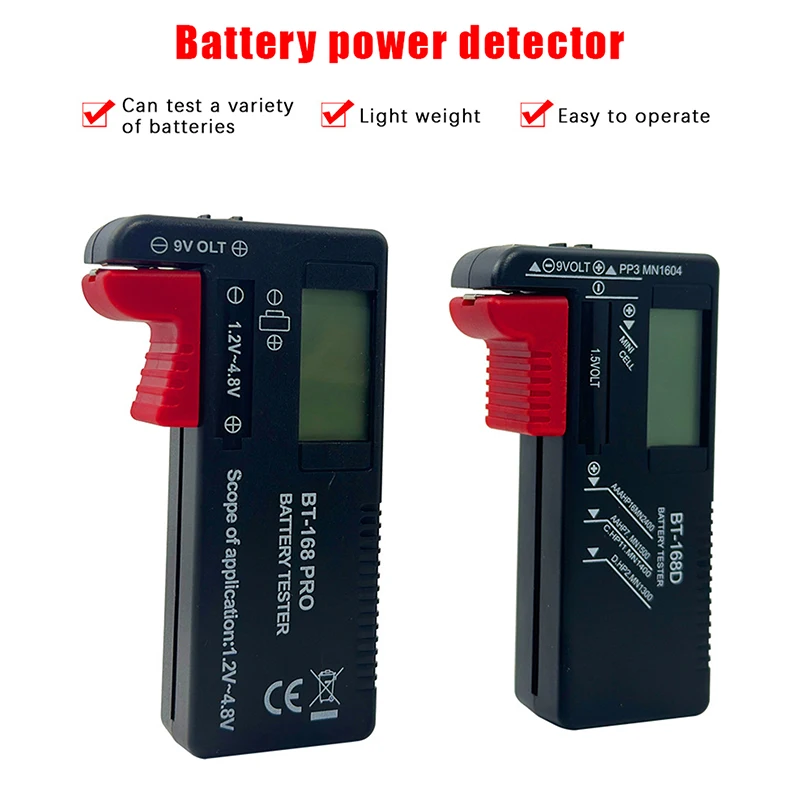 BT-168D 배터리 테스터 범용 디지털 LCD 테스터 AA AAA CD 9V 1.5V 버튼 셀 전압 배터리 전압 테스터