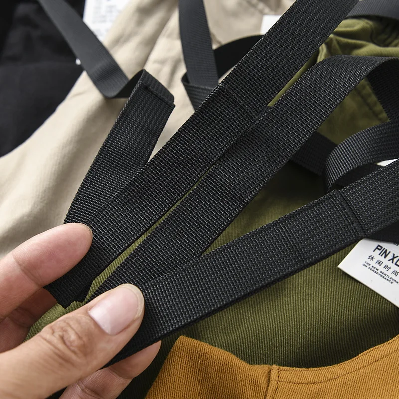 Men's Loose Fit Cotton Khaki Workwear Pants with Multiple kets Tapered Cuffed Casual Trousers Youthful Sle Autumn Wear