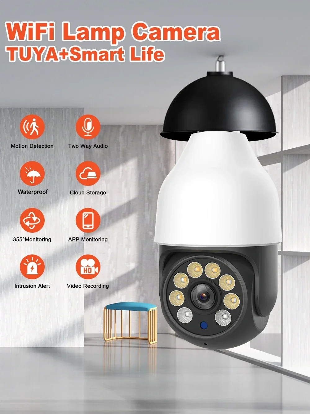 ANSVICAM 5MP Bulb IP WIFI Camera 5G WiFi TUYA Smart Life Alexa Google Home Water
