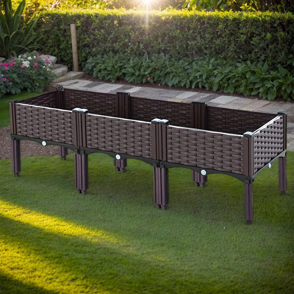 Plastic Raised Planter Box with Legs Planting Container with Drainage Holes Raised Planter Raised Bed for Indoor and Outdoor Use