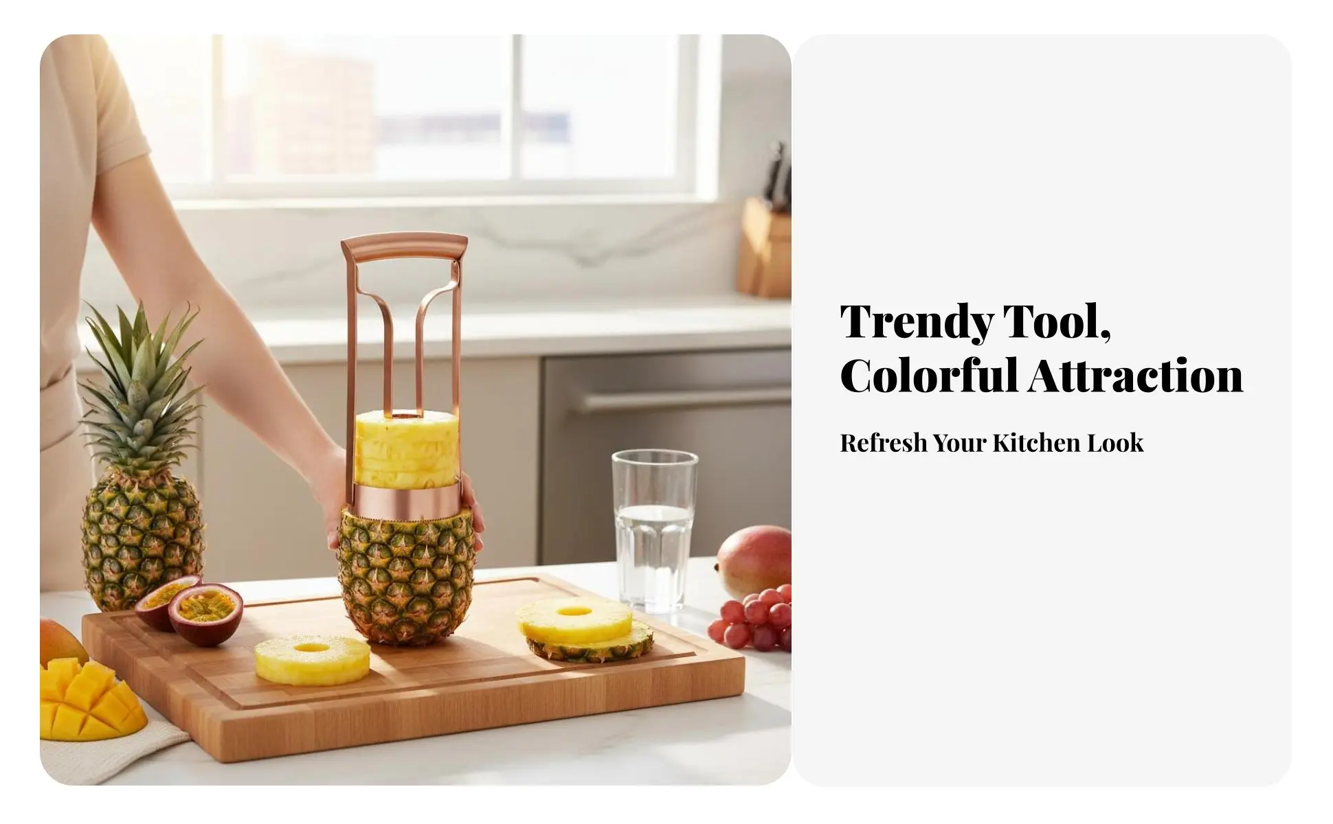 Stainless Steel Pineapple Cutter Cores and Slices Stainless Steel Pineapple Cutter Kitchen Gadget Easy to Use Effort Saving Stainless Steel Pineapple Cutter Cores and Slices Stainless Steel Pineapple Cutter Kitchen Gadget Easy to Use Effort Saving