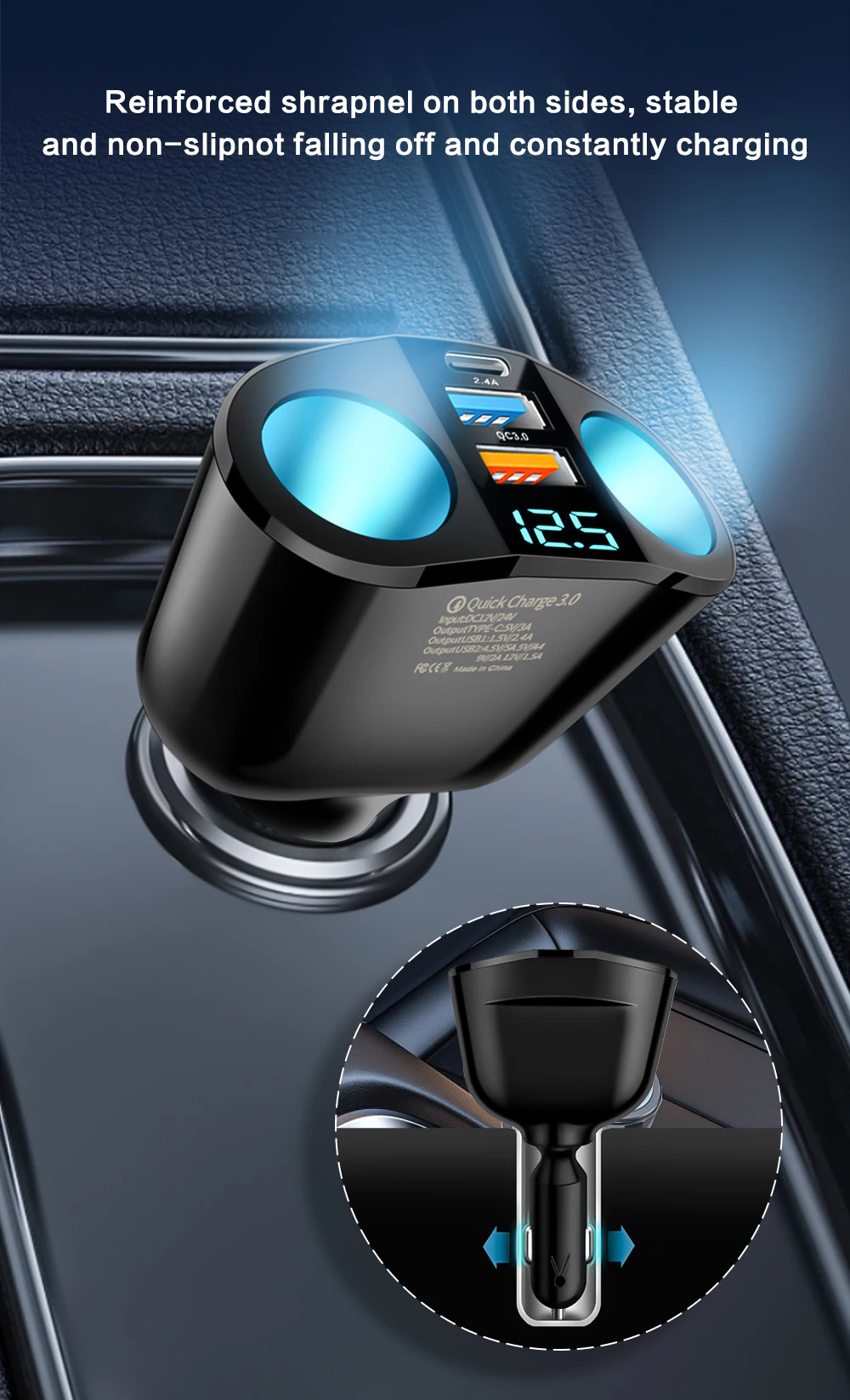 Mehrere Geräte können gleichzeitig mit Digital anzeige Auto Charg Dual-Port Auto Ladegerät Adapter aufgeladen werden – Detail 5