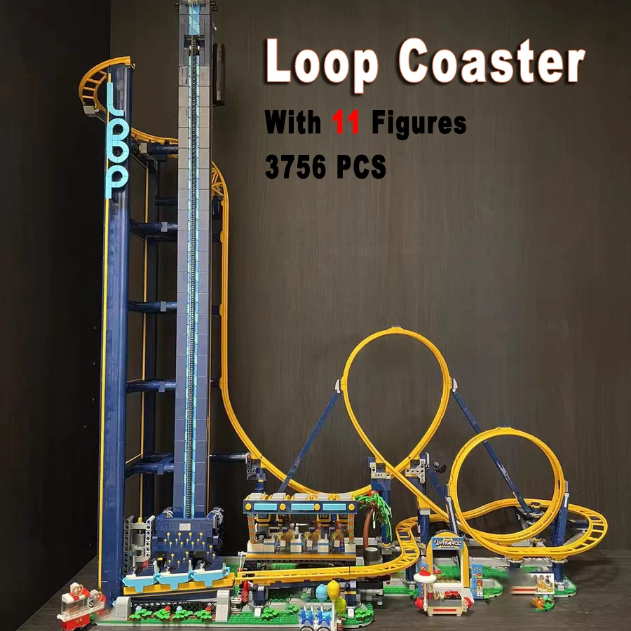 

Led Lights With Motor Loop Coaster MOC Display Building Blocks Compatible 10303 Kid DIY Model Toys Birthday Christmas Gifts
