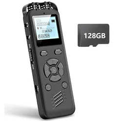 64GB Digital Voice Recorder with Playback and Voice Activation (With 128GB - TF card)