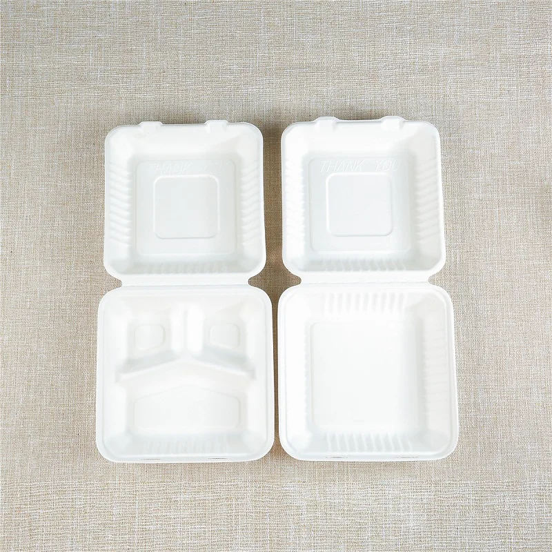 I00000 100-Pack 100% Compostable Food Containers, Disposable Togo Clamshell  Containers with lid, Biodegradable Microwave Safe Take Out Lunch Boxes