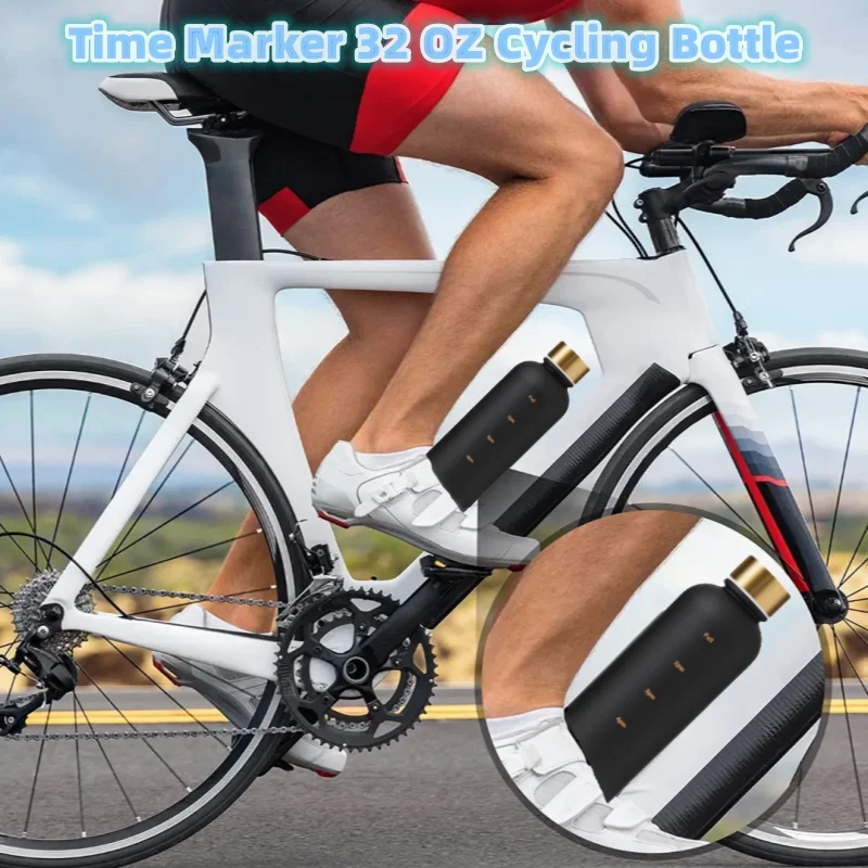 Collapsible Water Bottle Bicycle Water Bottle Water Bottle Sports Bottle 1L Bottle With Time Marker 32 OZ Motivational Reusable Fitness Sports Outdoors Travel Cycling Leakproof BPA Free Frosted Bottle