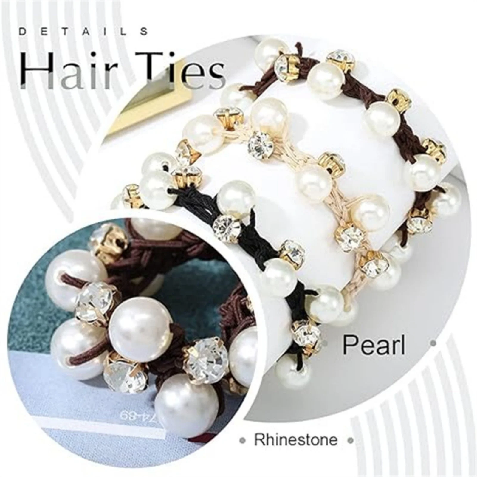 1Pc Pearl - Studded Hair Scrunchies for Women, Sparkling Rhinestone Elastic Hair Bands, Elegant Hair Decor