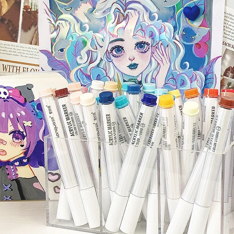 Acrylic Paint Marker Set Languo 144 Colors Art Markers Painting Drawing Pen Graffiti for Stone Disc Card Shoe Glass Art Supplies 5