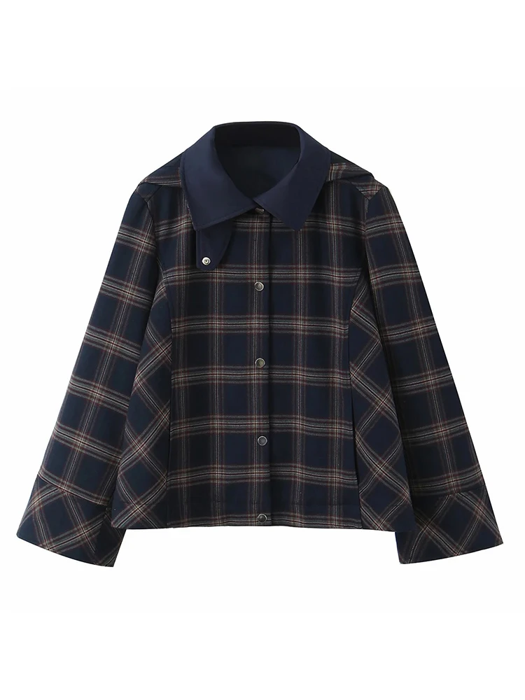 Women New Casual Chic Suit Checkered Hooded Jacket Loose Lantern Workwear Pants Fashion Autumn Winter Suits - 3