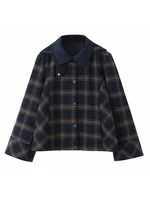 Costume Chic et décontracté pour femmes, veste à capuche à carreaux, lanterne ample, vêtements de travail, pantalon, mode automne hiver, nouvelle collection 3