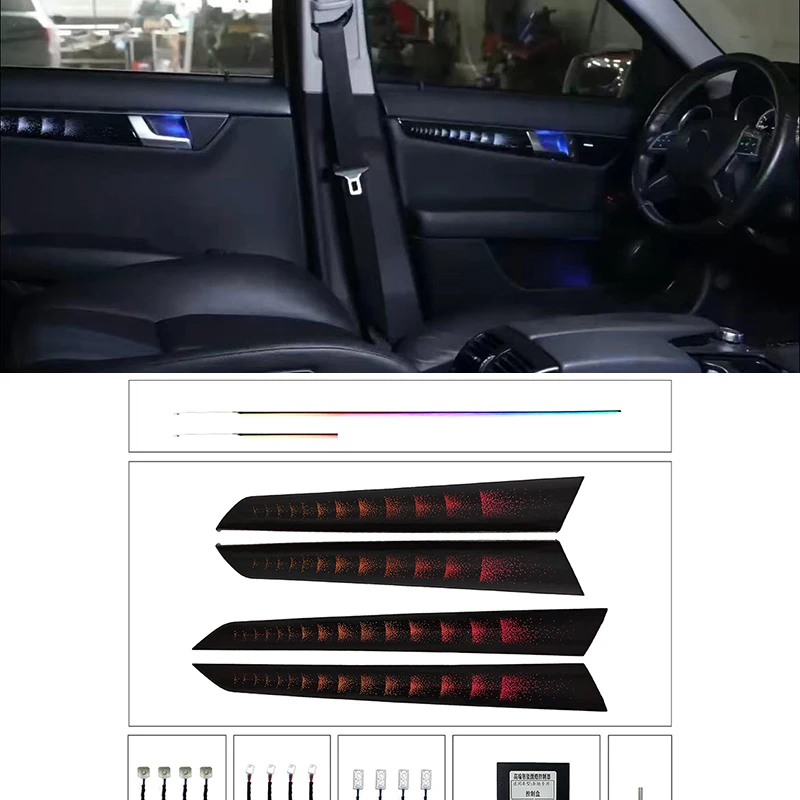 메르세데스 벤츠 C 클래스 W204 2013-2015 에 적합, 다채로운 LED 분위기 램프, 발판 조명, 중앙 앰비언트 라이트