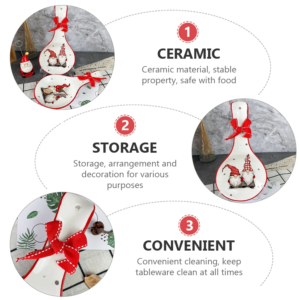 Ceramic Chopsticks Holder Spoon Rest Christmas Holder Cutespatula Holiday Gifts Stove Gnome Ladle Chopstick Kitchen Stand Rack