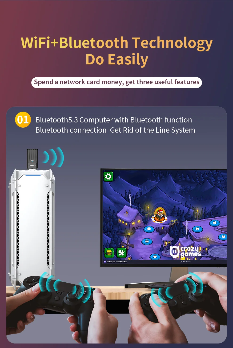 Comfast-Adaptador inalámbrico AX900 BT5.3 para PC, receptor WiFi de 900Mbps con Bluetooth, 6 USB, 2,4G/5Ghz, unidad libre, Win 10/11