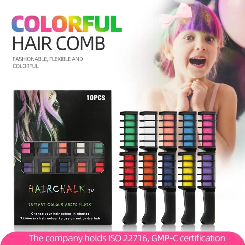 Hair Dye Chalk 10/1 pcs Color Chalk For Hair Fashion Colored Mascara Chalks To Dye Hair Instant Dye Temporary Chalk to Paint Hairs Girls