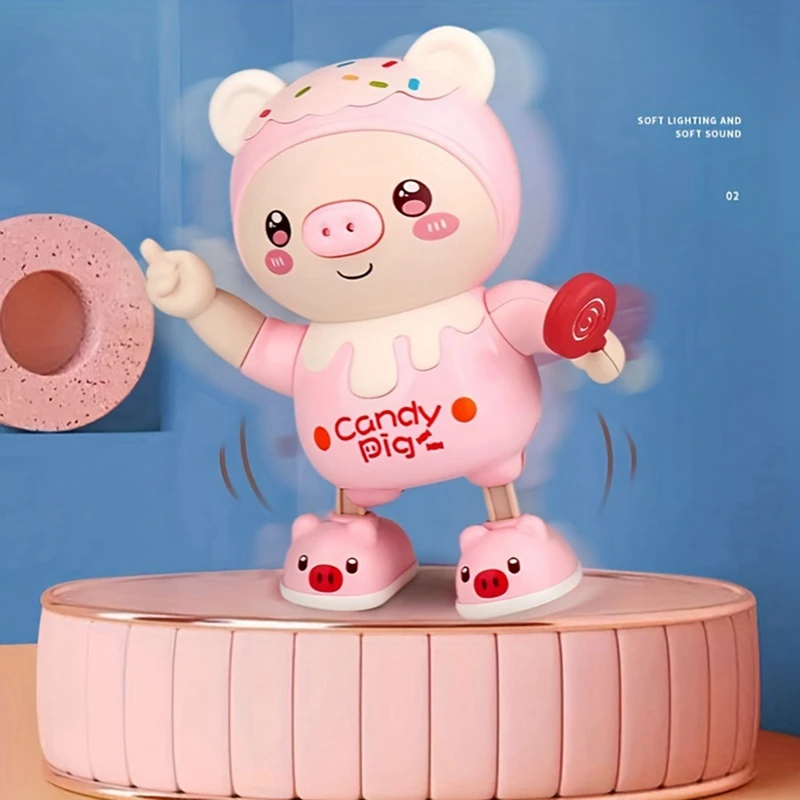 WOWFU-Upgraded Electronic Pets Pig Dancing Toy Doll, Electric Lighting Music Twisting Swing Left And Right Walking