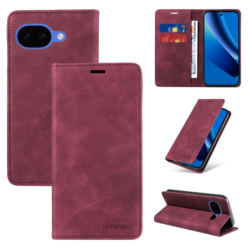 RFID Blocking Magnetic Wallet Case - Premium Flip Cover with Stand and Card Slots