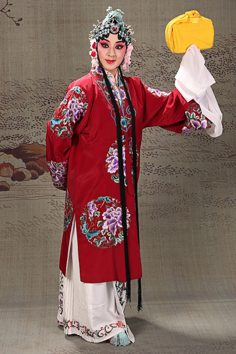 Big Peony Women's Team Flower Cape New Peking Opera Costume Hanging Handsome Green Clothes Old Female Character in Chinese