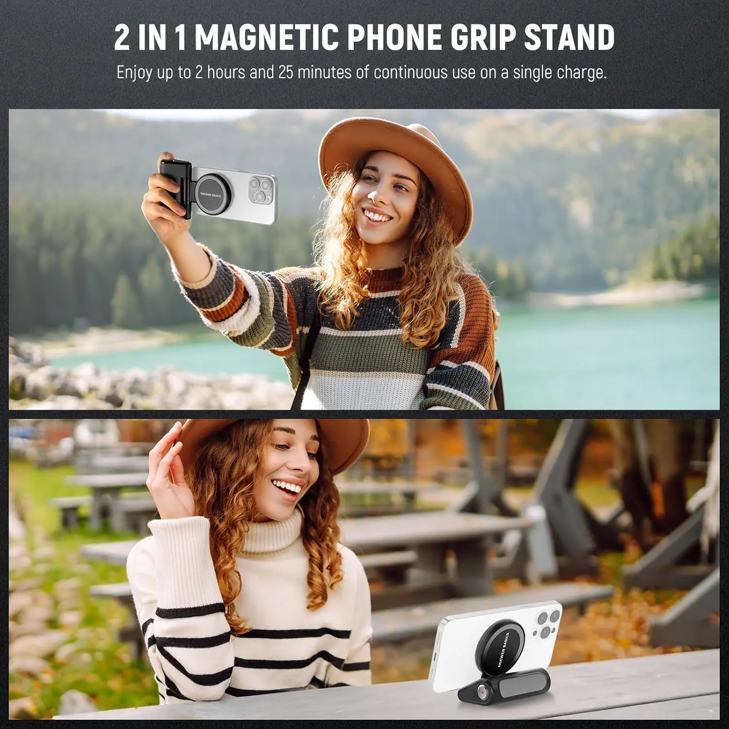 Basics Magnetic Phone Camera Grip Handle For MagSafe iPhone , with Shutter Remo