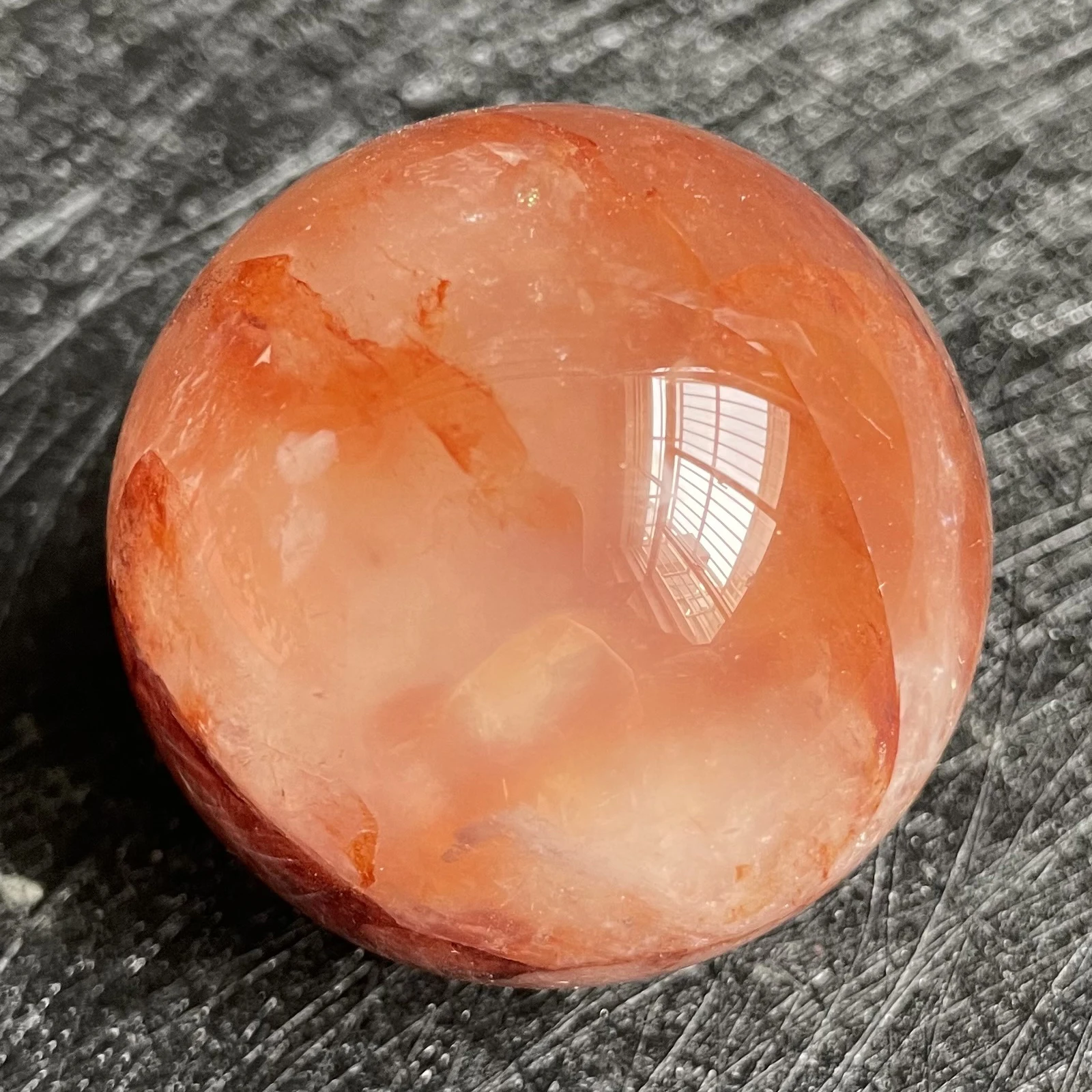 

158 г натуральный камень огненный кварц хрустальный шар Радужная Сфера полированный камень рейки Восстанавливающий B15