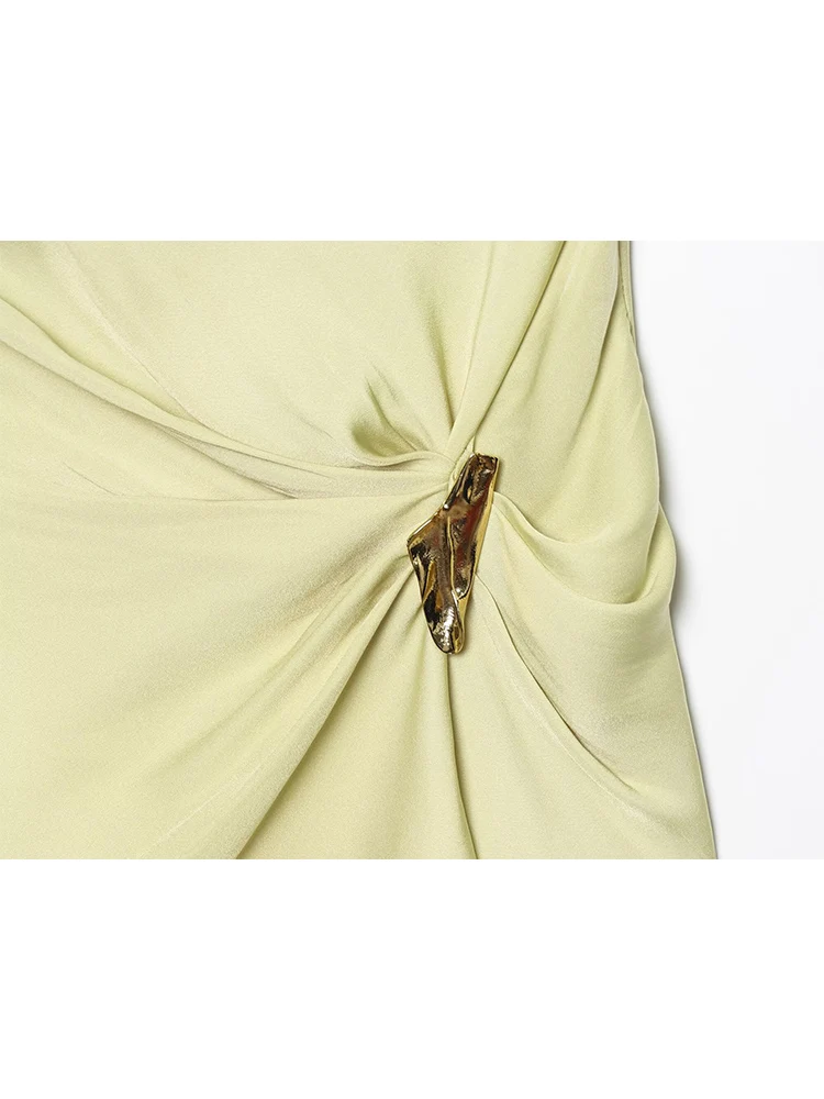 TFMLN 2025 Women's Asymmetrical Top Summer Solid Sleeveless Sexy T-Shirt Lady Fashion Elegant Irregular Shoulder Tank Top