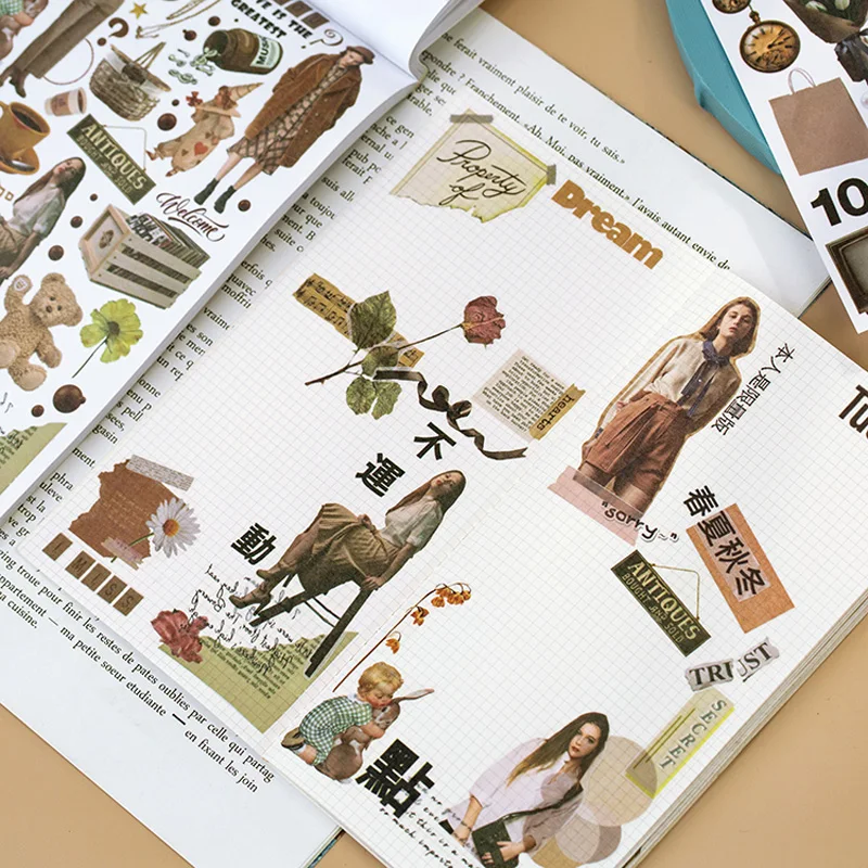 

50sheets Magazine Sticker Book Washi Paper Journal DIY Material Decoration Stickers Memo Pad Scrapbooking Ins Stationery