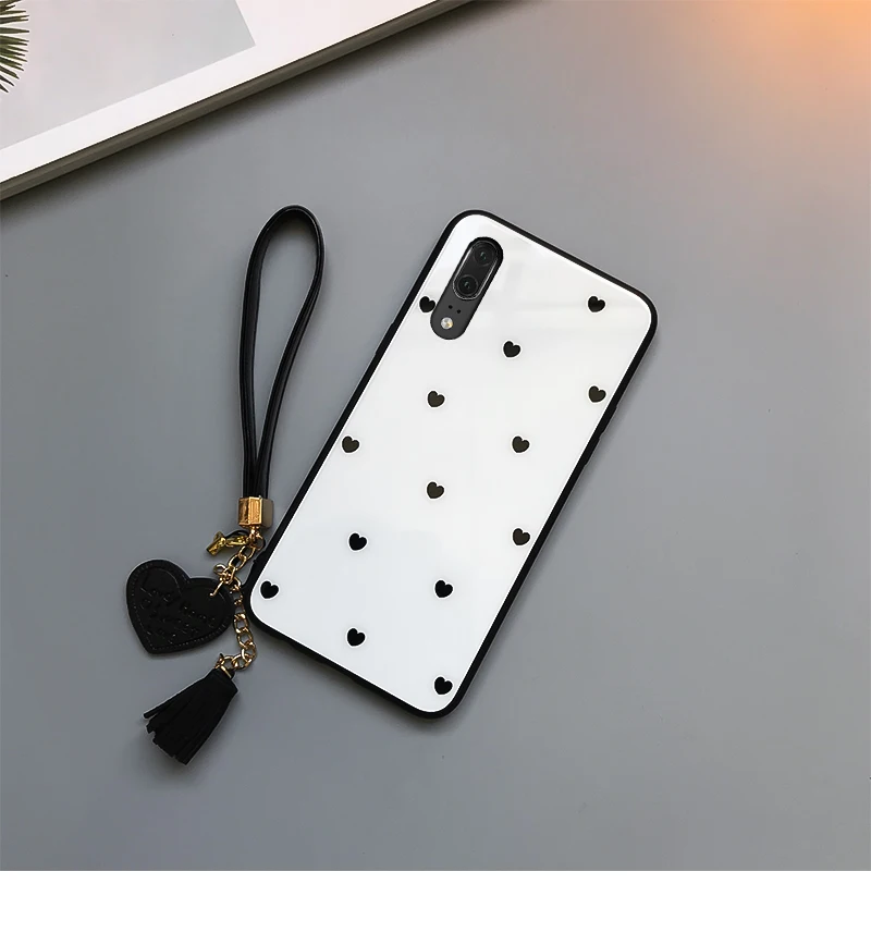 Fashion Love Heart Hard Glass Phone Case