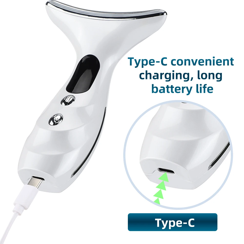 4 Modes Electric Face Neck Massager Vibration Lifting Device LED Photon Facial Neck Skin Care Massage Home Beauty Tool 6