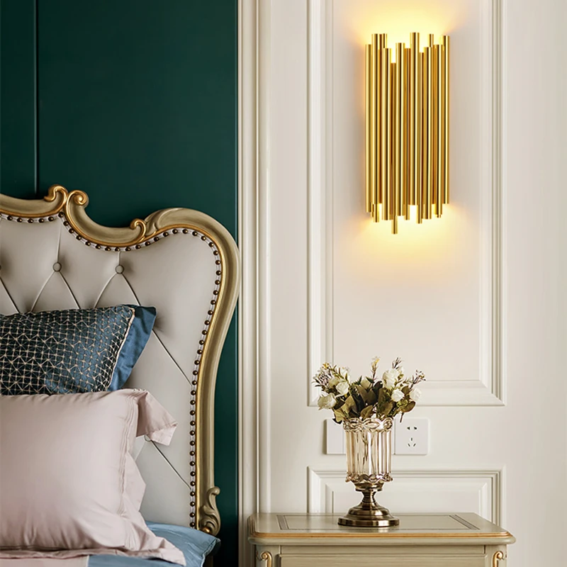 

Golden Modern Indoor Wall Light Crystal Wall Lamp for Bedroom Bedside Living Room Decoration LED Sconce Lamp Bathroom