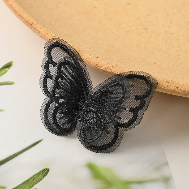 50pc Handmade Double Layer Mesh Butterfly Appliques For Clothes Sewing Supplies DIY Hair Clip Accessories