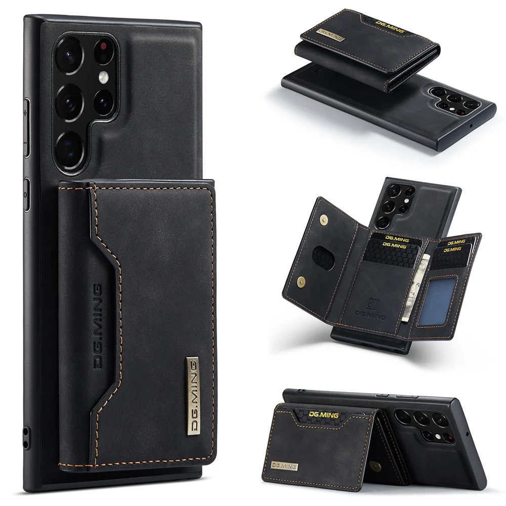 

DG.MING 2 in 1 Detachable Card Bag Wallet Case for Galaxy S24 Ultra S20 S21 S22 S23 FE Shockproof Magnetic Leather Phone Cover