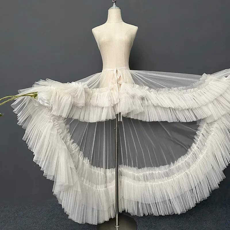 SOLD ONLY Long Trailing Mesh Cover Up Lolita Back Trailing Short Front and Long Back
