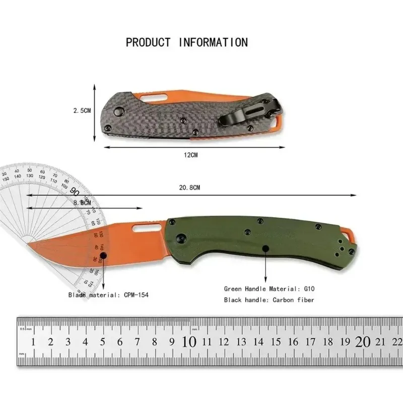 Taggedout Folding Knife BM 15535 CPM-154 Steel Carbon Fiber/G10 Handle Outdoor Hunting Camping Rescue Folding Fruit Knife EDC 6