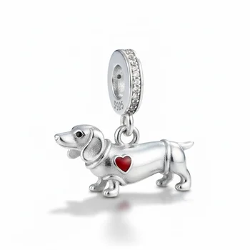 925 Sterling Silver Dachshund Dog Charm 1