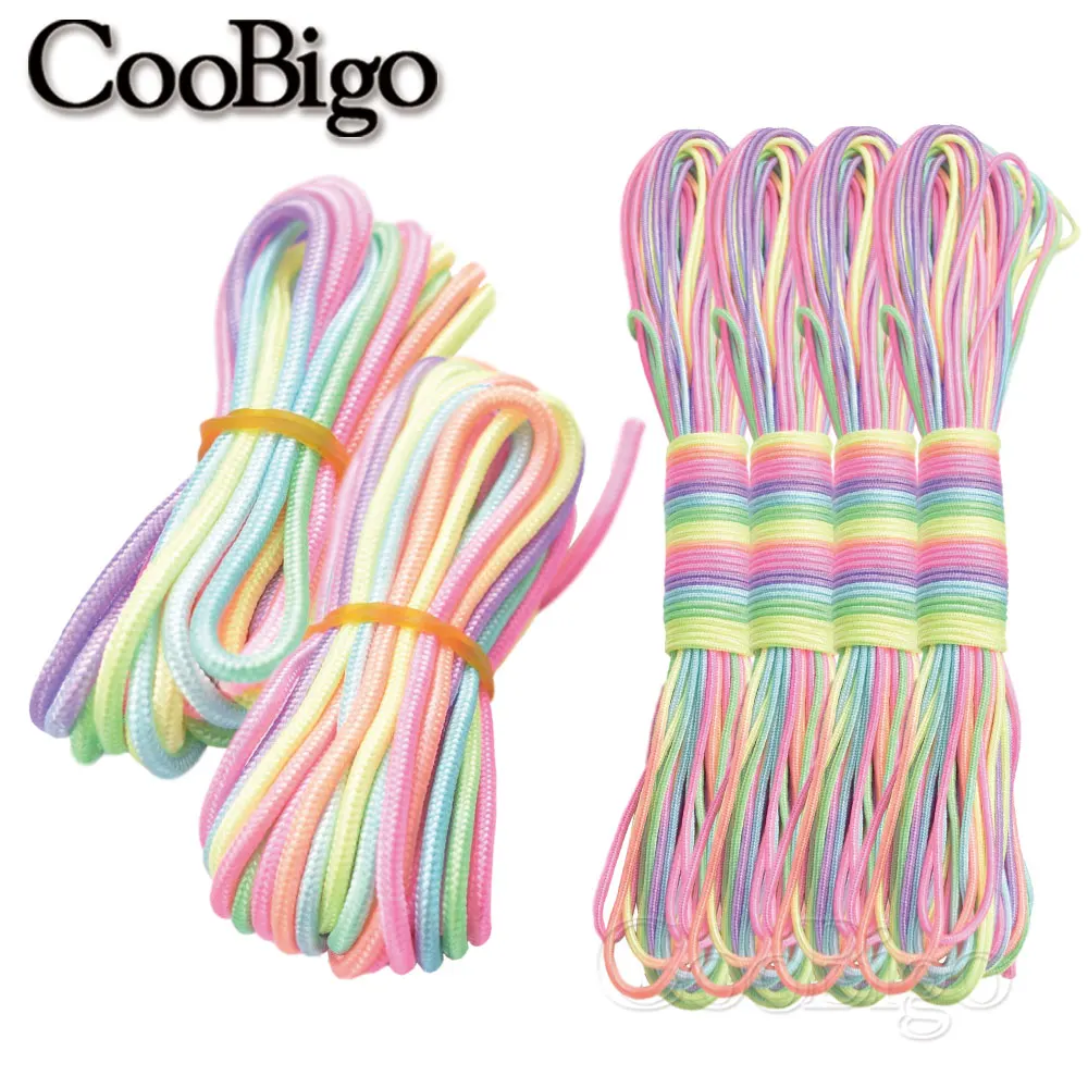Light Rainbow Parachute Cord Lanyard Rope Paracord Bracelet Cordon One Strand Climbing Camping Survival Equipment 10/328ft 3mm