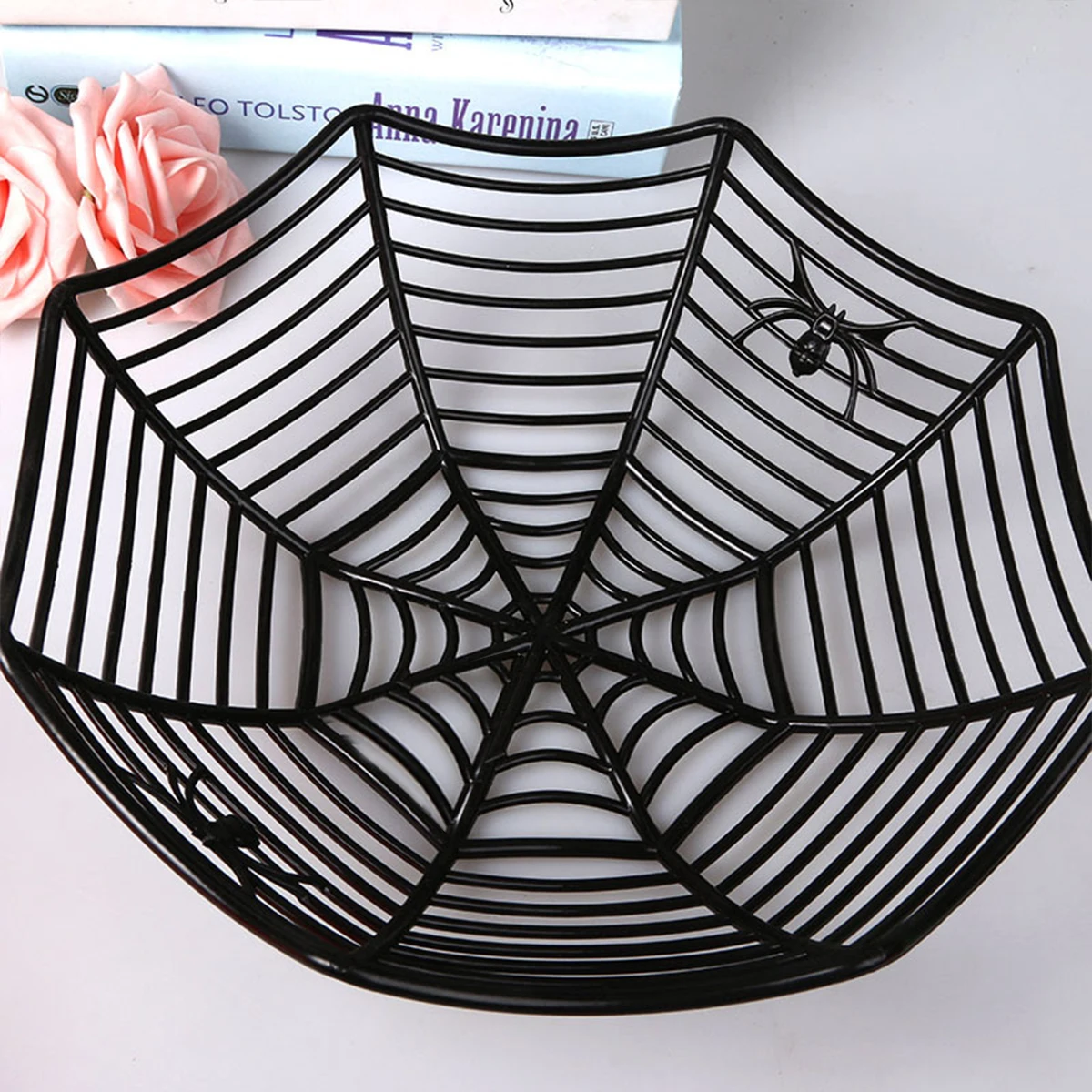 1PC - Halloween Props Spider Web Water Fruit Basket Holiday Snack Storage Plate Candy Plate Decoration