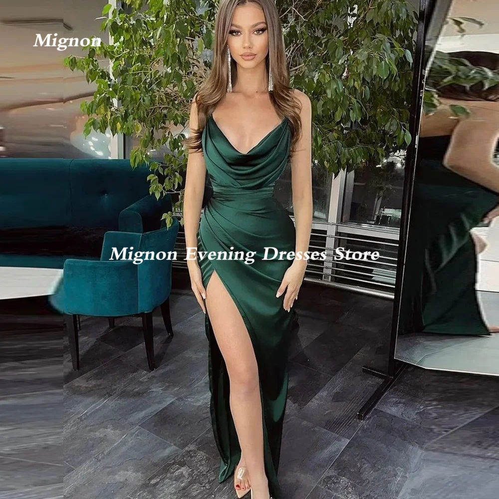 

Mignon Mermaid Sweetheart Prom Gown Cowl Neck Floor-Length Evening V-neck Satin Formal Elegant Party Dress for Women 2023