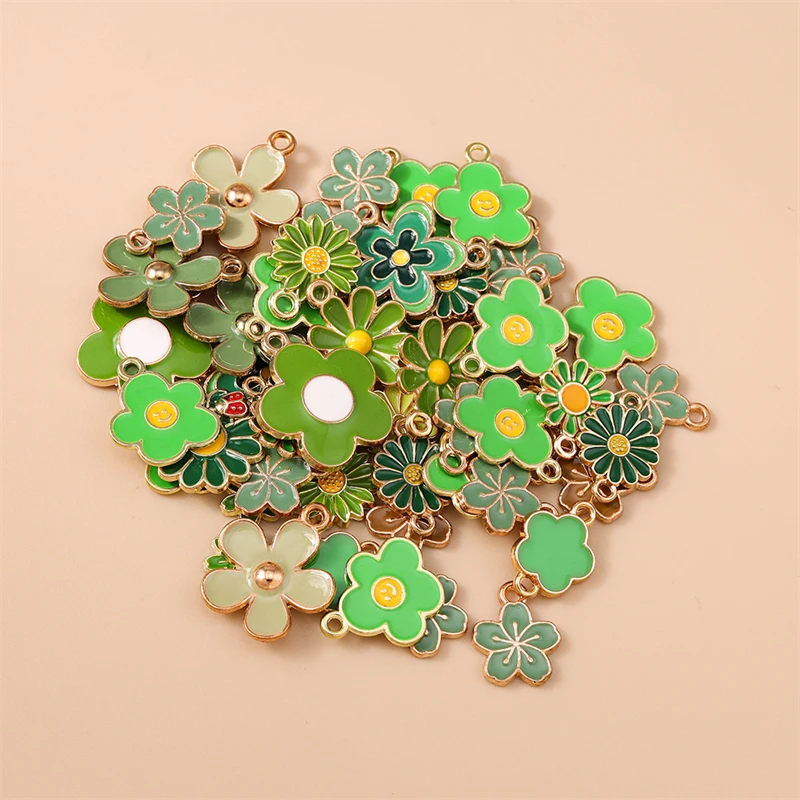 10/20 Stück zufällig gemischte Emaille-Blumenanhänger für die Herstellung von Ohrringen, Halsketten, Armbändern, DIY-Bastelarbeiten, Schmuckzubehör – Detail 9