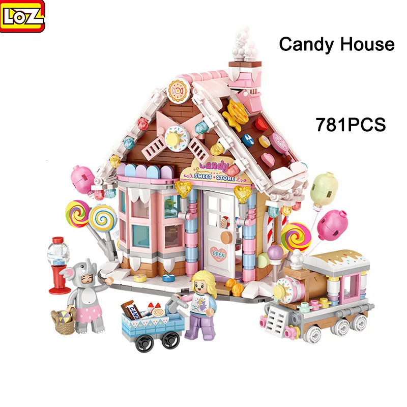 

LOZ Mini Creative Building Blocks Cute Candy House Characters Street View Small Particle House 3D Children Toys Girl Gifts 1224