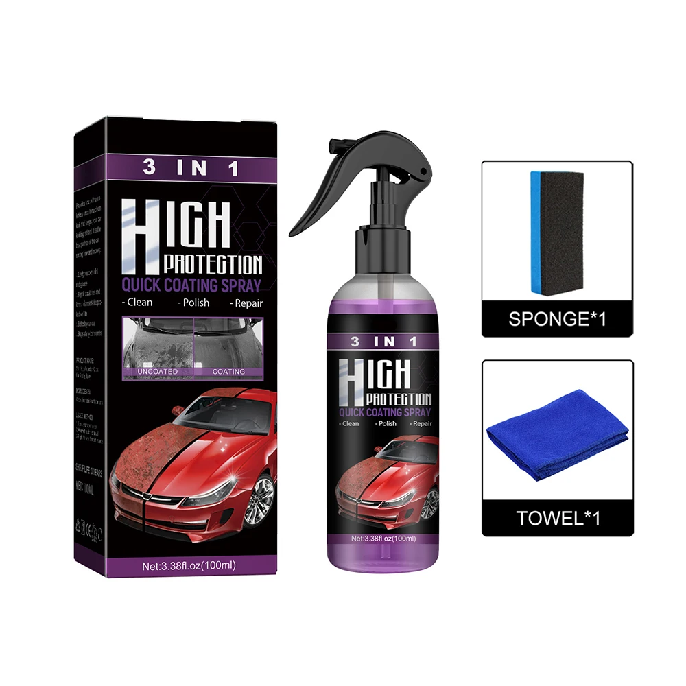 500ML 3 In 1 High Protection Quick Car Coating Spray Coat Ceramic Coating  Car Wax Polish Car Wash&Wax Hydrophobic Top Coat - AliExpress