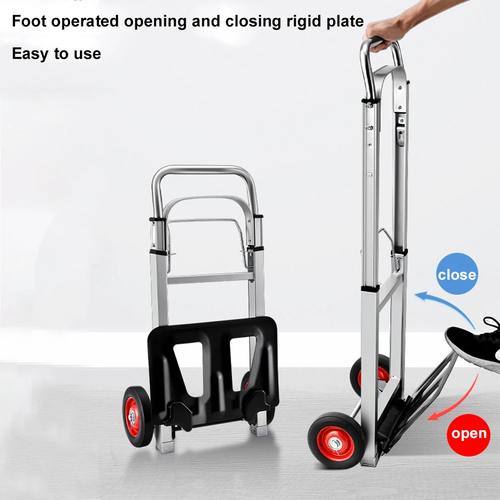 Folding Sack Truck Portable Dolly Cart Long Telescoping Handle Aluminum Moving Trolley Multifunctional for Moving and Travel