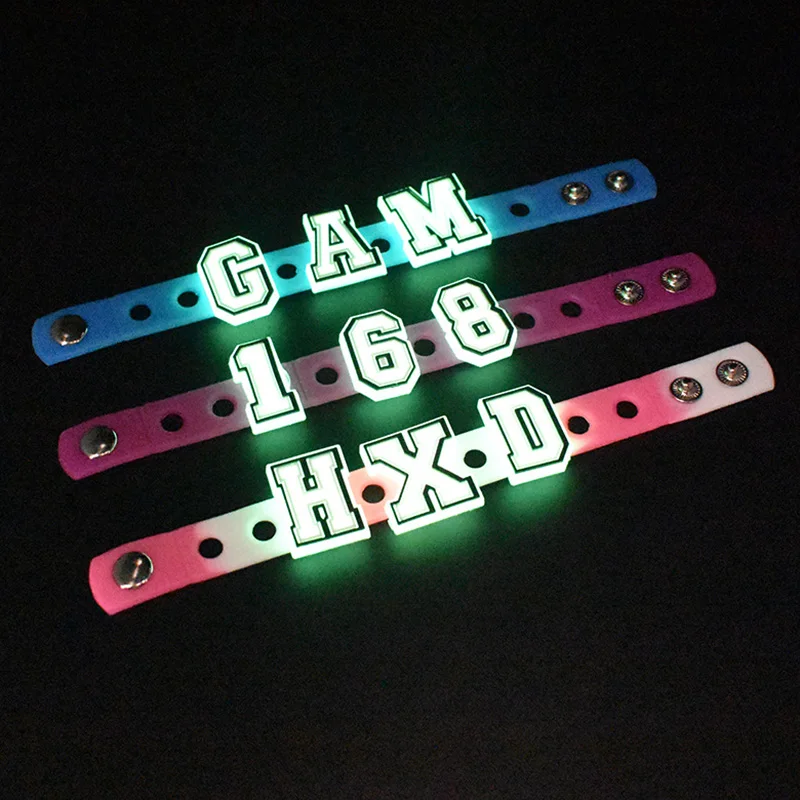 Single Letter Luminous Alphabet Shoe Charms Button Accessories Shoe Decoration Wristband Kids X-mas Gifts 1Pcs shoe charms shoe decorations