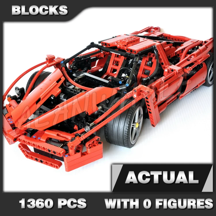 

Конструктор серии Racer Red Super Racing Car V12, 1360 шт., технический масштаб 1:10, дверь бабочки двигателя 10571, совместим с моделями