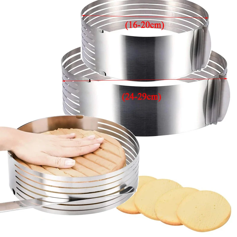

Adjustable Layer Cake Slicer Kit Mousse Mould Slicing Cake Setting Ring DIY Bakeware Tools Stainless Steel Cake Tools