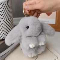 ZAKOL 15cm Fluffy Rabbit Fur Pompon Bunny Keychain Soft Cute Rabbit Toy Key Chain Bag Decoration Accessories Gift for Girls 5