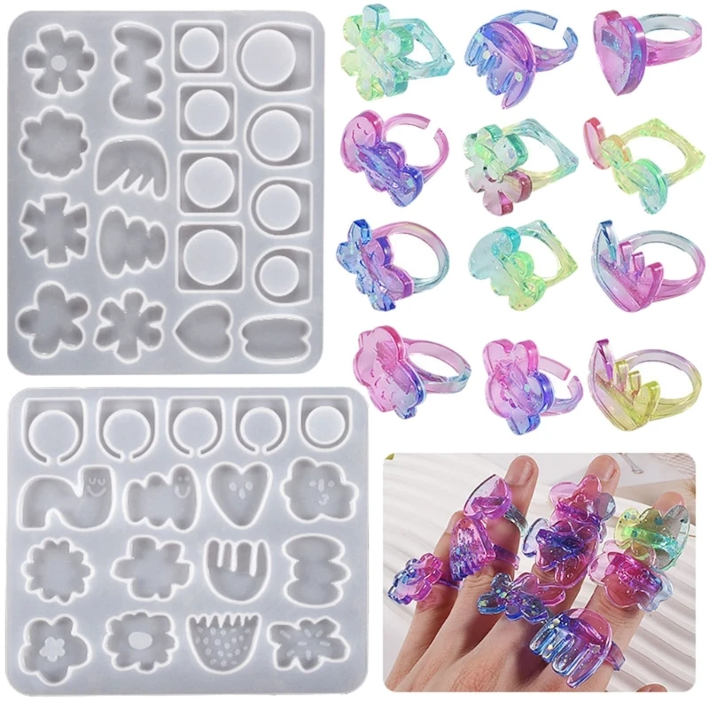 Irregular Flower Ring Silicone Molds Epoxy Resin Castin Molds for DIY Craft Projects, Rings Jewelry Making Nonstick