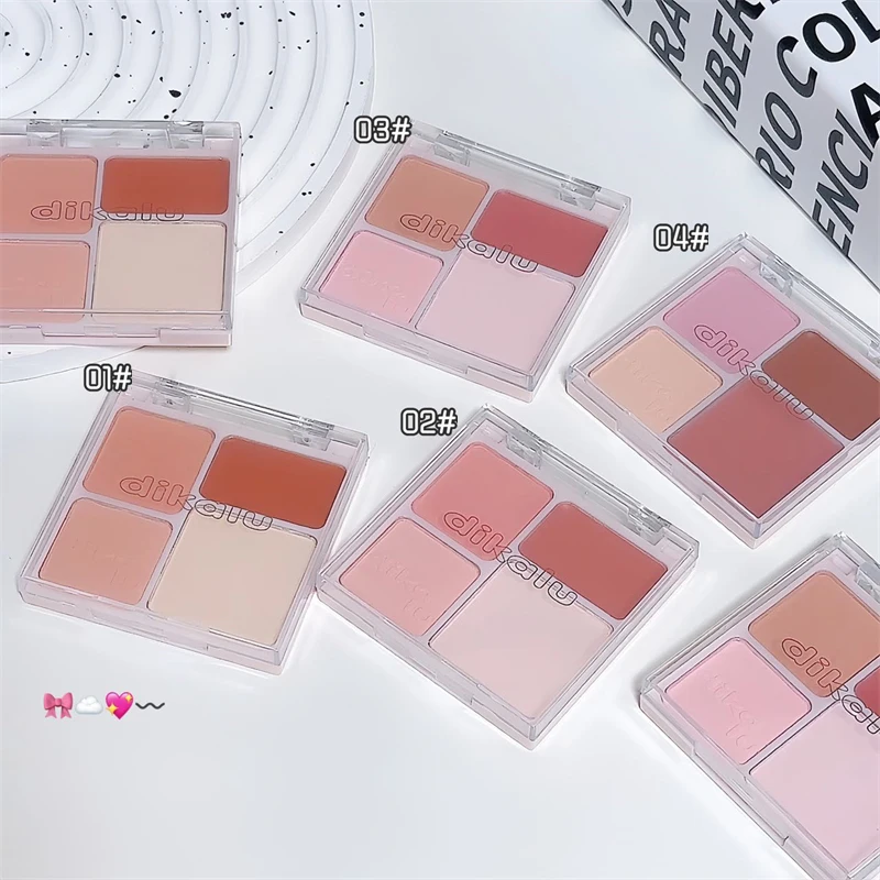 Description Picture 6 of itemPeach Milk Pink Cream Matte Blush Palette Cheek Tint Powder Facial Beauty Cosmetic 4 Color Blusher Rouge Contouring Orange Blush
