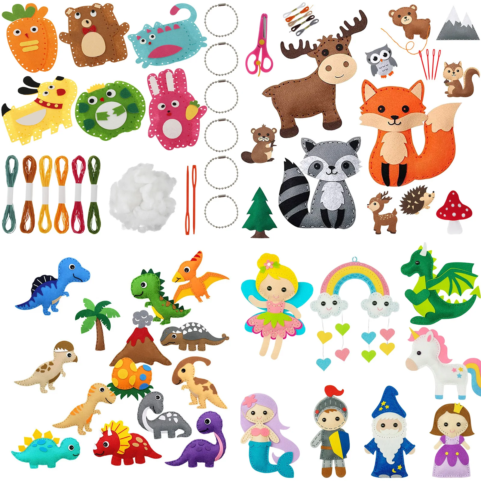 Sewing Crafts Kits Forest Creatures DIY Sewing Felt Plush Animals for Beginner Kids Educational Art Supplies Toy Craft Kit 1