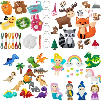 Sewing Crafts Kits Forest Creatures DIY Sewing Felt Plush Animals for Beginner Kids Educational Art Supplies Toy Craft Kit 1