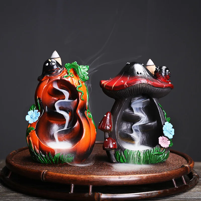 

Easter Backflow Incense Burner Decoration Creativity Halloween Resin Mushroom Pumpkin Incense Burner Home Statue Sculpture Gifts