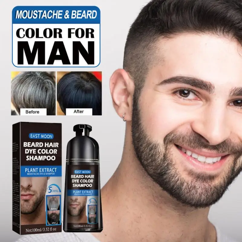 

100ml Natural Long Lasting Hair Dye Beard Dye Black Shampoo Permanent Black Dye Shampoo For Men Covering White Gray Hair
